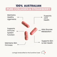 Thumbnail for Organic Collagen Australia Beauty Brilliance Pure Collagen & Strawberry Capsules, 120 Count