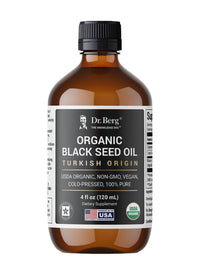 Thumbnail for Dr. Berg Black Seed Oil Organic Cold Pressed – Pure Nigella Sativa Black Cumin Oil – USDA Organic, Halal, Vegan – for Hair, Skin, Immune Support – Unrefined Liquid – 4 oz Glass Bottle