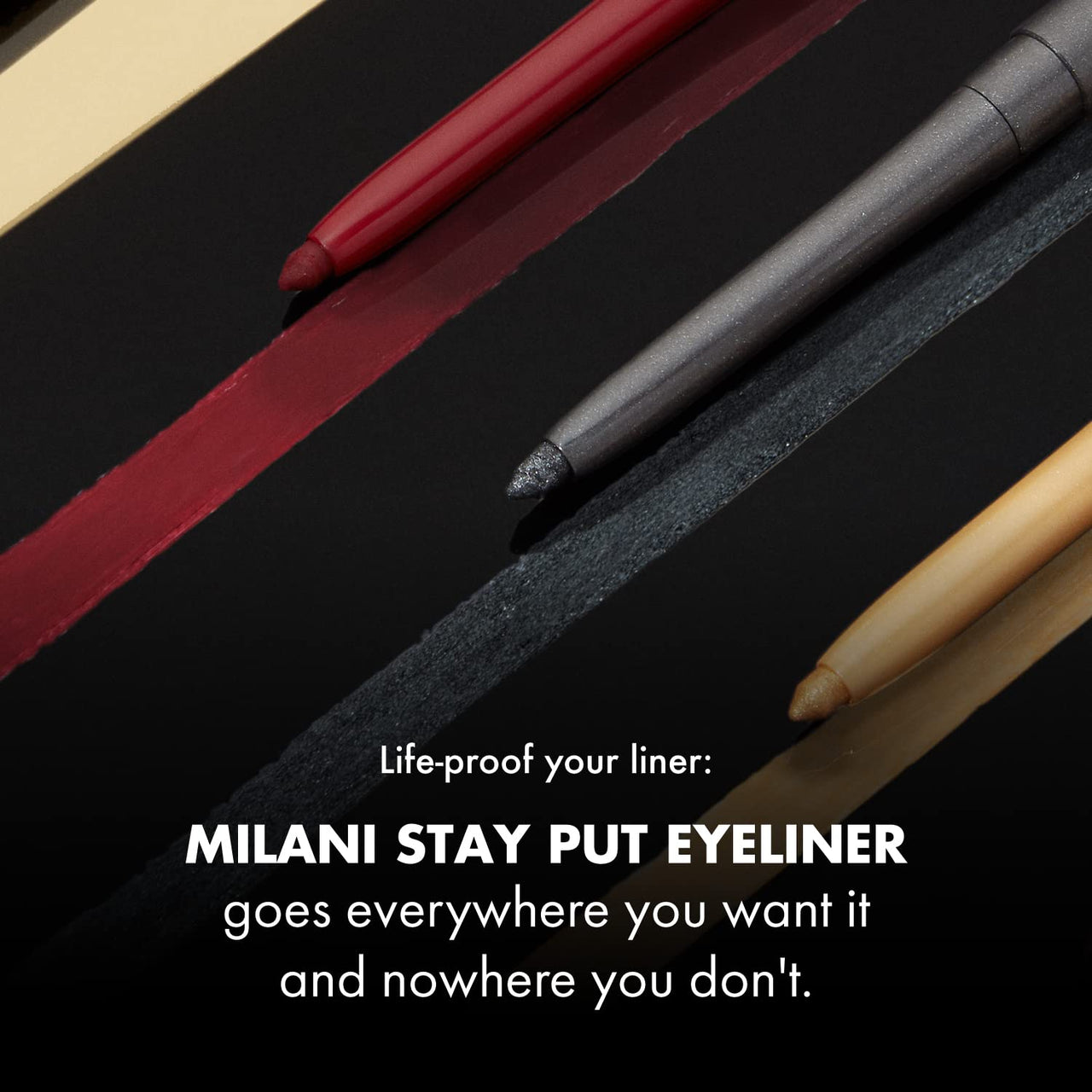 Milani Stay Put Eyeliner - Picante (0.01 Ounce) Cruelty-Free Self-Sharpening Eye Pencil with Built-In Smudger - Line & Define Eyes with High Pigment Shades for Long-Lasting Wear