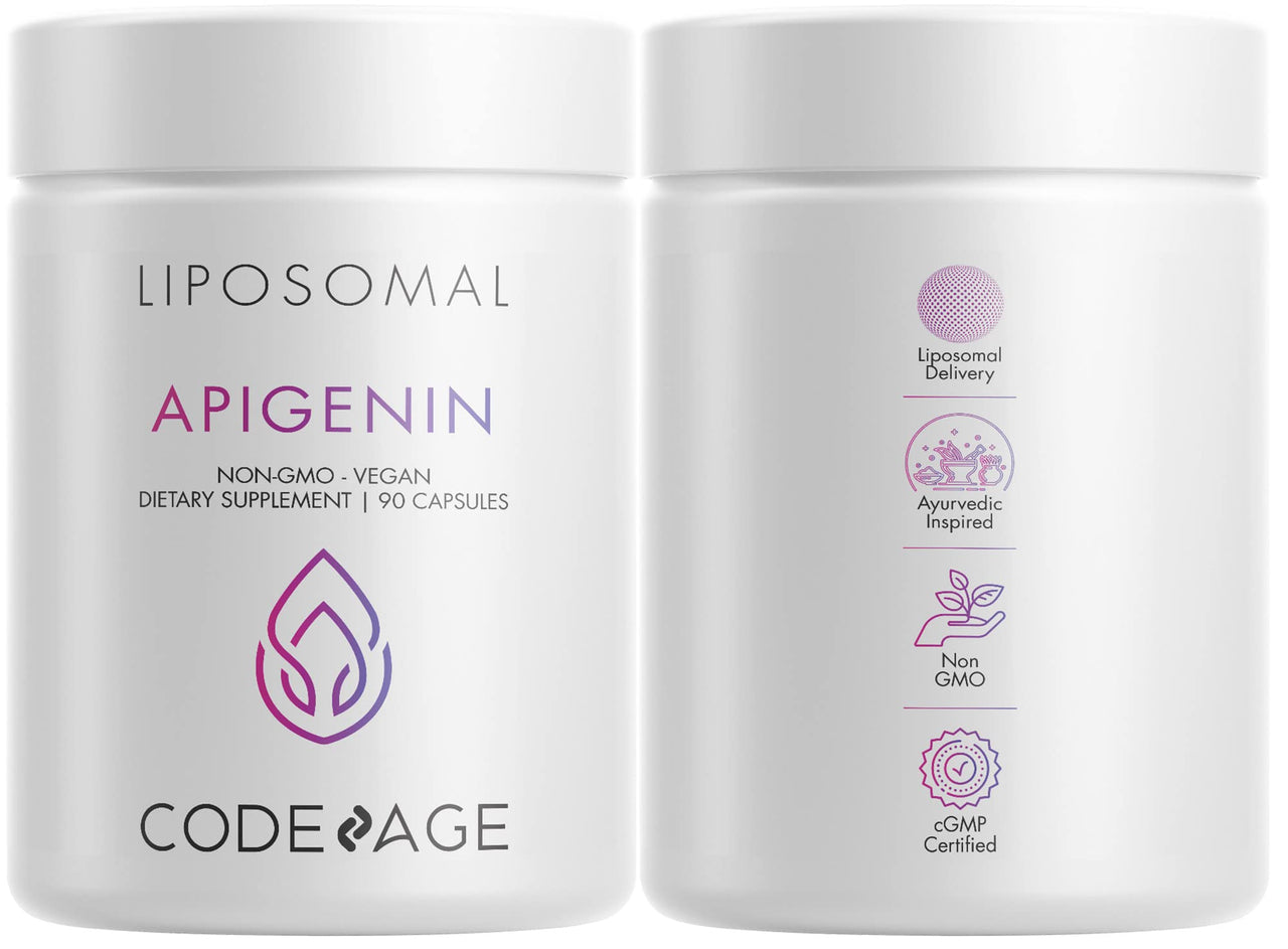 Codeage Liposomal Apigenin Supplement, 3-Month Supply, Daily Flavonoid Chamomile Extract, Liposomal Phospholipid Complex, Non-GMO Sunflower Oil, Phosphatidylcholine Vegan Blend, Gluten-Free - 2 Pack