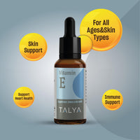 Thumbnail for TALYA Vitamin E Liquid Drops 0.34 fl.oz | Bone, Joint, Heart Health | for Scars & Skin | Glass Bottle with Dropper | Supplement, Non-GMO, Vegan