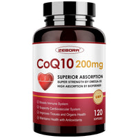 Thumbnail for ZEBORA CoQ10-200mg-Softgels with PQQ, BioPerine & Omega-3, 120 Servings Coenzyme Q10(Ubiquinone) Supplement for High-Absorption, Powerful-Antioxidant, Support Heart & Energy-Production