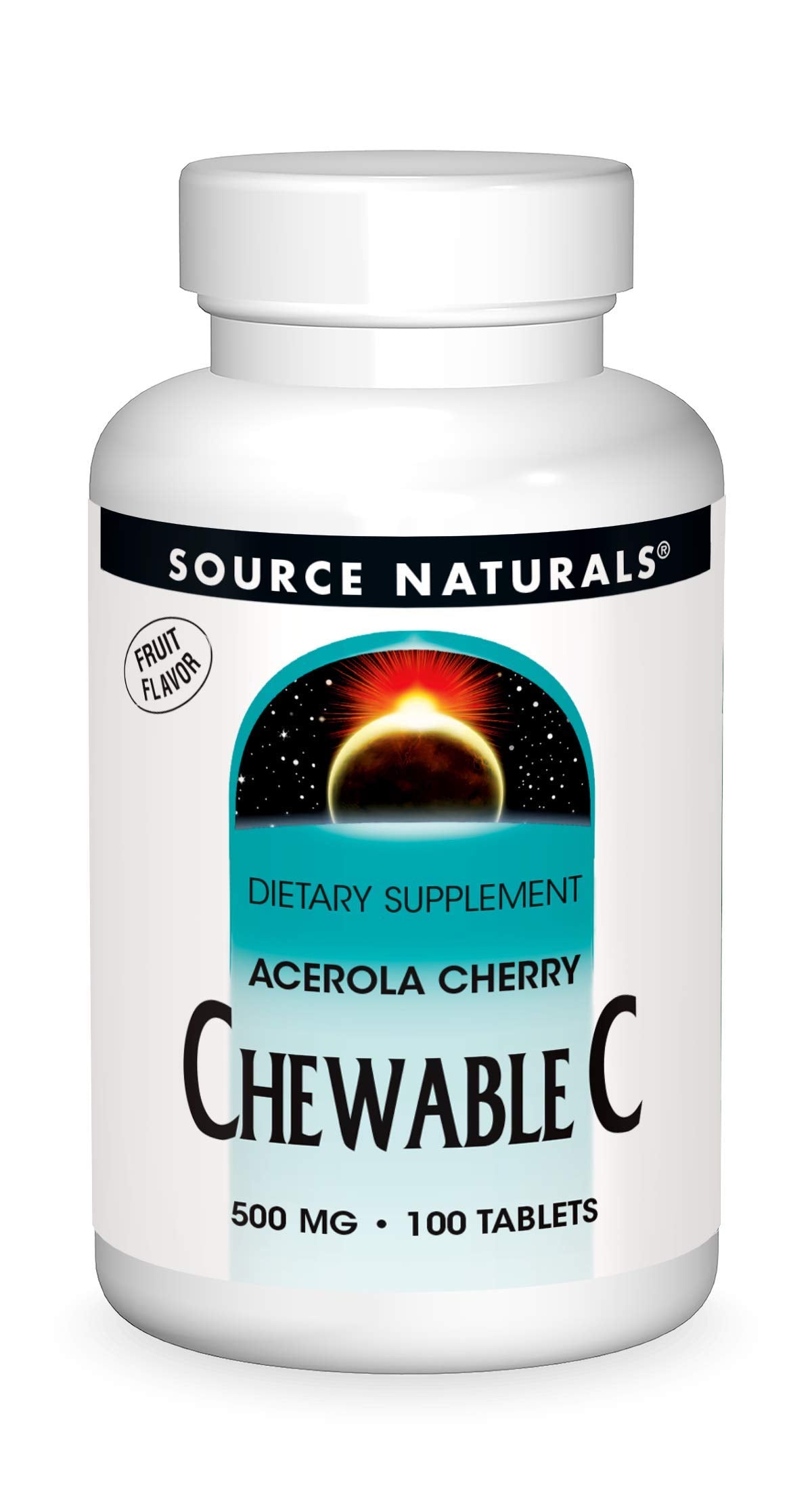 Source Naturals Chewable C, Acerola Cherry 500 mg for Immune System Support - 100 Fruit Flavored Tablets