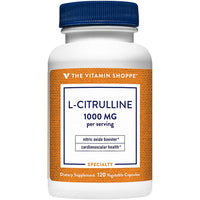 Thumbnail for The Vitamin Shoppe L-Citrulline 1000mg - Nitric Oxide Boost & Endurance | Cardiovascular Performance Amino Acid | 120 Veggie Caps | Vegan