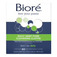 Thumbnail for Bioré Daily Make Up Removing Cloths, Facial Cleansing Wipes with Dirt-grabbing Fibers for Deep Pore Cleansing without Oily Residue, 60 Count