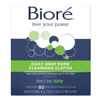 Thumbnail for Bioré Daily Make Up Removing Cloths, Facial Cleansing Wipes with Dirt-grabbing Fibers for Deep Pore Cleansing without Oily Residue, 60 Count