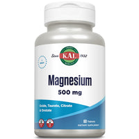 Thumbnail for KAL Magnesium Tablets - Magnesium Oxide, Taurate, Citrate & Orotate Supplement, 500 mg per Serving, Enhanced Absorption, Bioavailable Formula for Men & Women, Non-GMO, Vegetarian - 60 Count Tablets