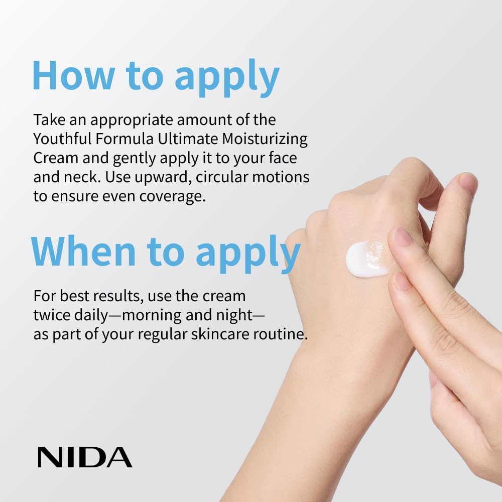 NIDA Youthful Formula™ Ultimate Moisturizing Cream | Centella Asiatica, Niacinamide, Hyaluronic Acid, Collagen | Wrinkles, Fine Lines, Dark Spots, Dry Skin, Redness | 3.38 fl. oz., 100ml (Old Formula)