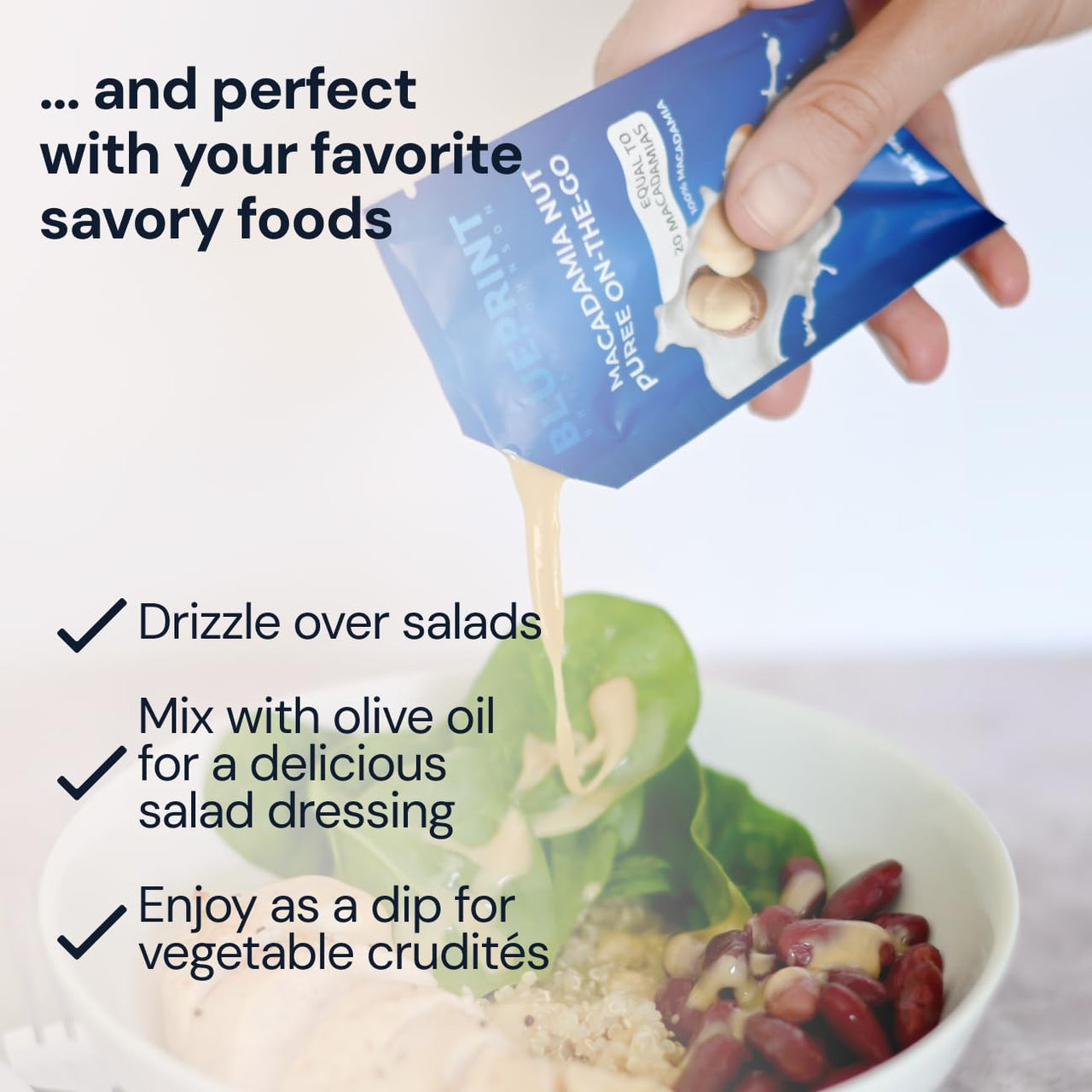 Blueprint Bryan Johnson Macadamia Nut Puree On the Go - 1 Ingredient - No Added Sugar - Non Dairy, Vegan, Non GMO, Keto Friendly (12 Servings)