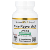 Thumbnail for Resveratrol, 98% Pure Trans-Resveratrol, Free of Emodin & PAHs, Italian Sourced, 200 mg, 60 Veggie Capsules