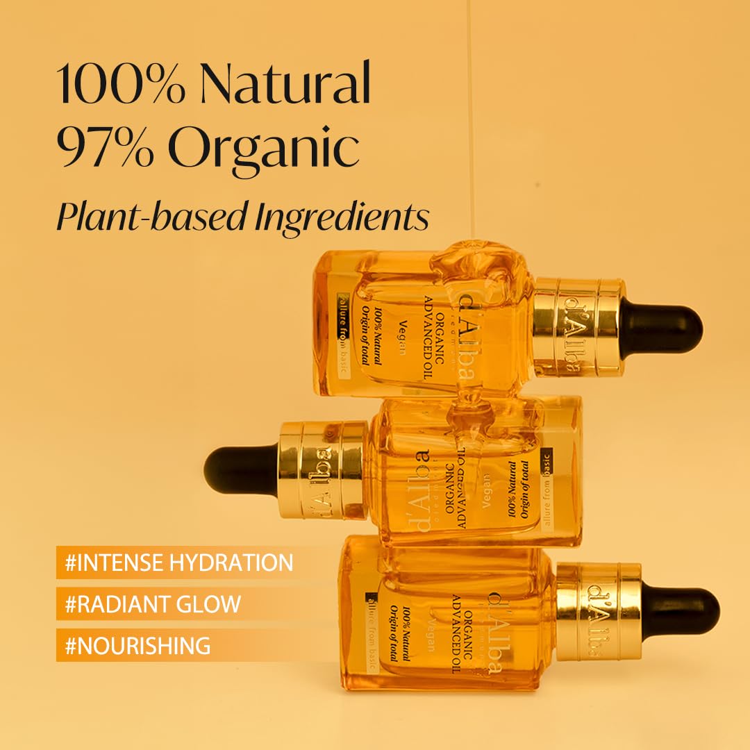 d'alba Piedmont Organic Advanced Oil, 100% Vegan Plant-based Ingredients, Hydrating (0.58 oz.)