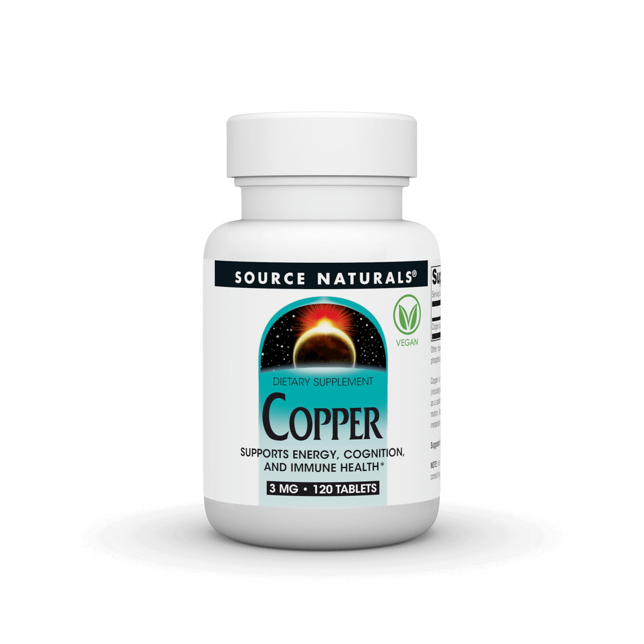 Source Naurals Copper, Supports Energy, Cognition, and Immune Health*, 3 mg - 120 Tablets