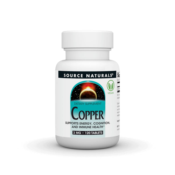 Source Naurals Copper, Supports Energy, Cognition, and Immune Health*, 3 mg - 120 Tablets