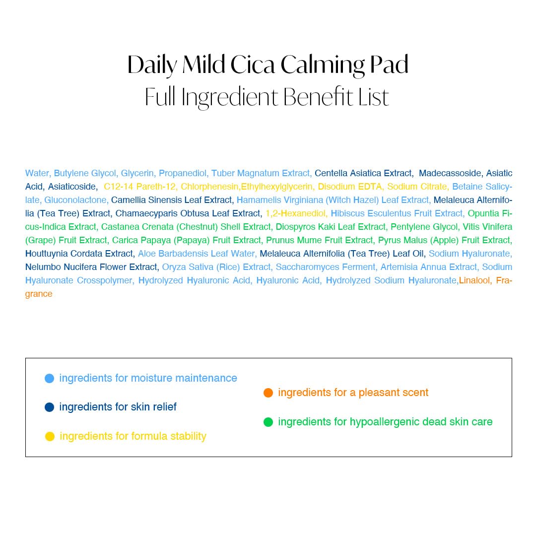 d'alba Piedmont Daily Mild Cica Calming Pad, Calming and Soothing Pads, Gentle Exfoliation