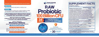 Thumbnail for Wholesome Wellness Organic Raw Probiotics 100 Billion CFU, Dr Formulated for Women and Men, Complete Adult Supplement with Prebiotics and Digestive Enzymes; 30 Capsules, Shelf Stable