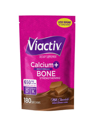 Thumbnail for Viactiv Calcium + Vitamin D Supplement Soft Chews for Women & Men - Chewable Calcium for Bone Health Support, 650 mg per Serving, Vitamin D & K for High Absorption - 180 Count, Milk Chocolate