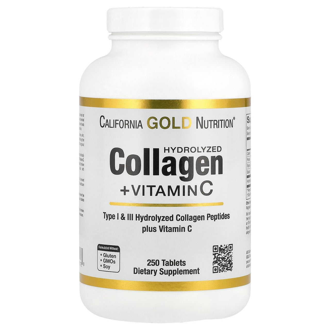California Gold Nutrition, Hydrolyzed Collagen Peptides, Type I & III, and Vitamin C, 250 Tablets
