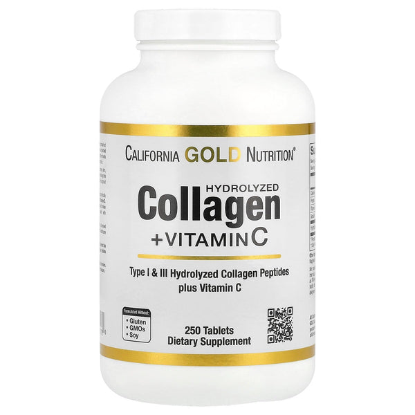 California Gold Nutrition, Hydrolyzed Collagen Peptides, Type I & III, and Vitamin C, 250 Tablets