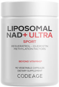 Thumbnail for Codeage Liposomal NAD+ with Resveratrol & Vitamin B - NAD Plus Ultra for Energy & Healthy Aging Support - NAD Vitamin Supplement with Quercetin, Betaine, Riboflavin - Bioavailable - 90 Capsules