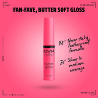Thumbnail for NYX PROFESSIONAL MAKEUP Butter Gloss, Non-Sticky Lip Gloss - Peaches & Cream (Pink Coral)