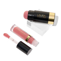 Thumbnail for LAURA GELLER NEW YORK Serum Staples Soothing Blush + Lip Duo - Blush Cheek Tint, Practical Pink + Jelly Balm Lip Serum, There She Rose