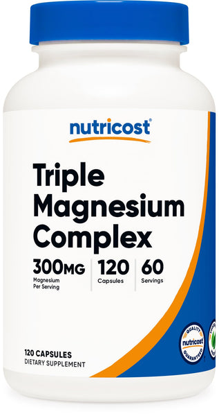 Nutricost Triple Magnesium Complex (300mg, 120 Capsules) - from Di-Magnesium Malate, Bisglycinate and Citrate, 60 Servings