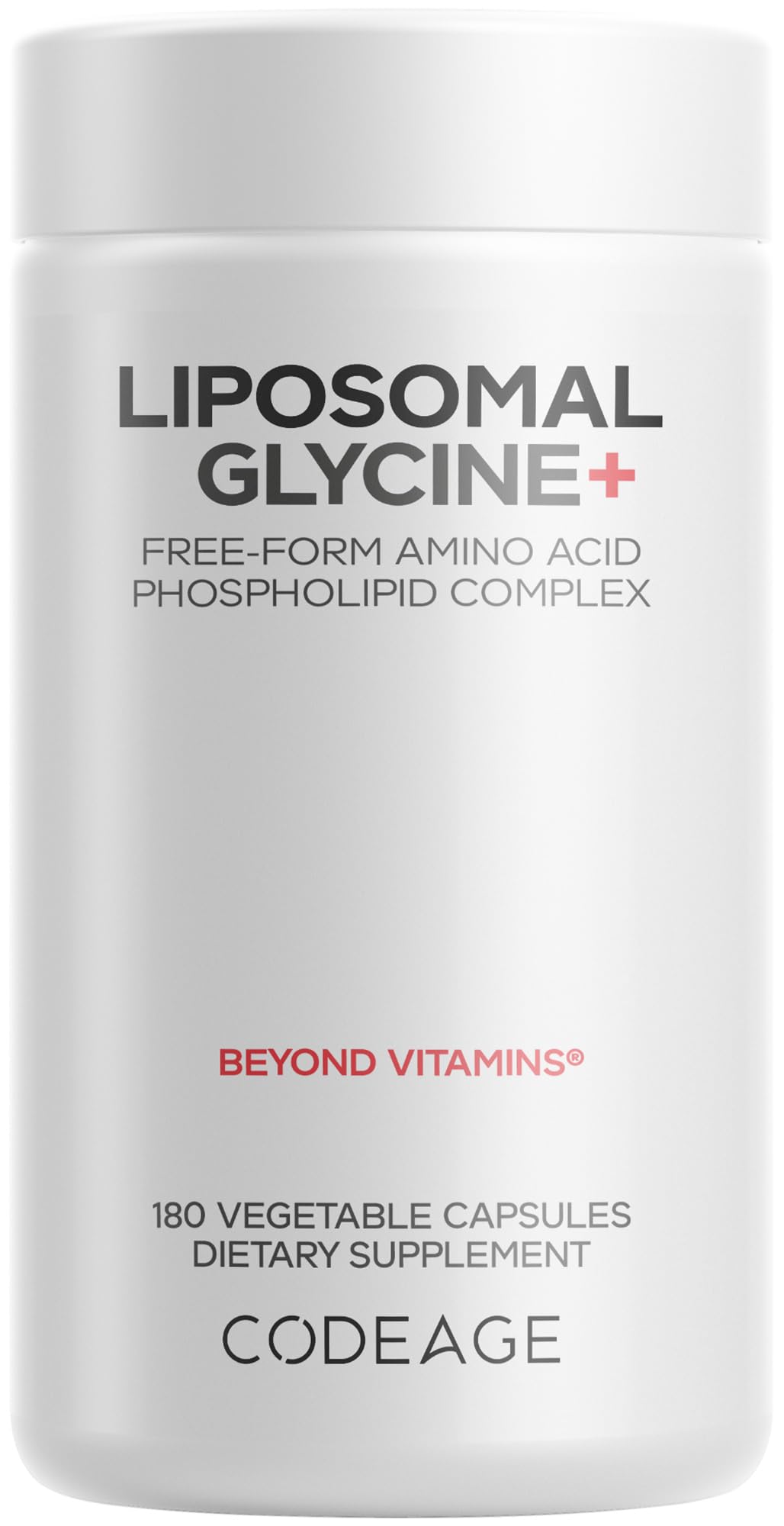 Codeage Liposomal Glycine+ Supplement - Free-Form Glycine 1,500 mg with Liposomal Delivery - 2-Month Supply - Amino Acid Capsules - Protein Support - Glycine Vitamins - 180 Capsules