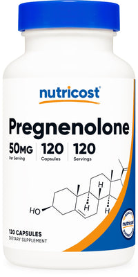 Thumbnail for Nutricost Pregnenolone 50mg, 120 Capsules - Non-GMO, Gluten Free, Vegetarian Capsules
