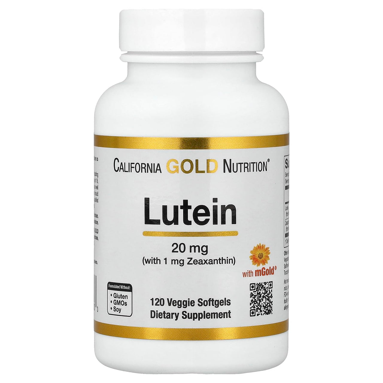 Lutein with Zeaxanthin, Extracted from Marigold Flowers, Supports Overall Macular Health, Non GMO, Soy Free, Gluten Free, 20 mg, 120 Veggie Softgels