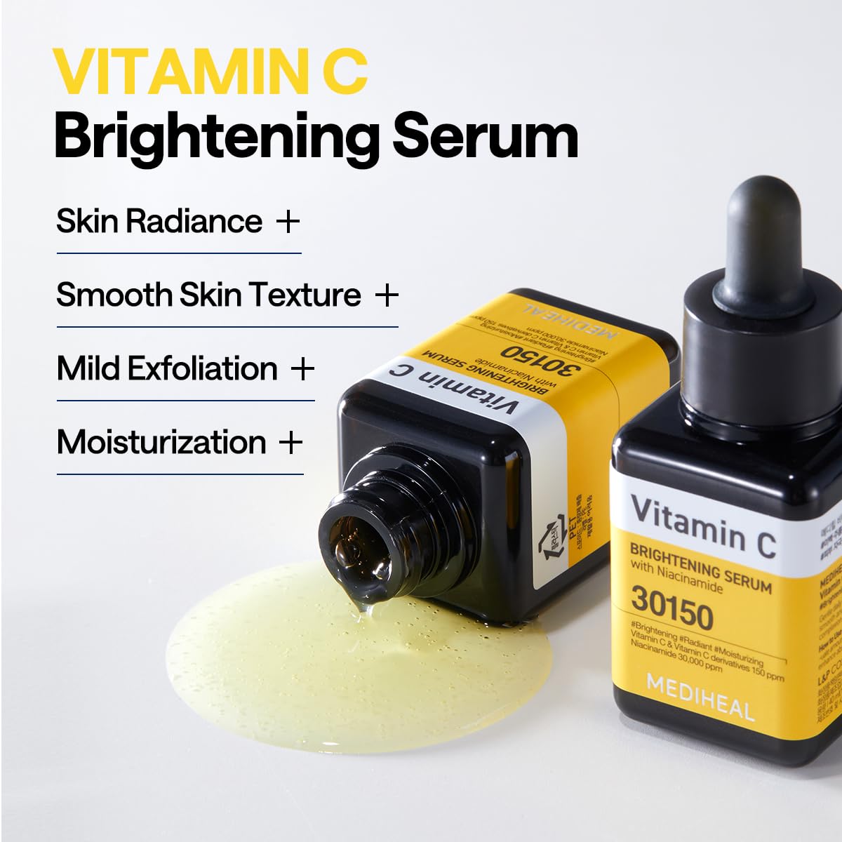 MEDIHEAL Vitamin C Brightening Serum (1.35 fl oz, 1 Pack) - Tone-Texture-Glow Care, Manage Skin with Vitamin C, Niacinamide, Hyaluronic Acid
