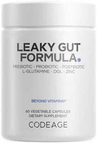 Thumbnail for Codeage Leaky Gut Supplement, L-Glutamine, N-Acetylglucosamine, Probiotic, Butyric Acid, Polyphenols, Quercetin, DGL, Marshmallow Root, Berberine, BioPerine, Cinnamon, Vegan, Non-GMO, 60 Capsules