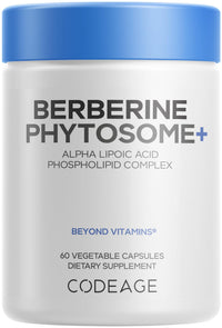 Thumbnail for Codeage Berberine Phytosome Supplement - Berberine HCL, Alpha Lipoic Acid, Phospholipid Complex - 2-Month Supply - Berberine HCL - Berberine Hydrochloride - Gluten-Free, Non-GMO - 60 Capsules