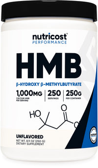 Thumbnail for Nutricost HMB Powder (Beta-Hydroxy Beta-Methylbutyrate) 250 Grams - Gluten Free & Non-GMO