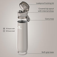 Thumbnail for STANLEY Flowstate Spring Bottle | Leakproof Water Bottle with Carry Strap & Flip-Top Locking Lid | Insulated Stainless Steel | Fits Most Cup Holders | BPA-Free | 20 oz | Purple Dust