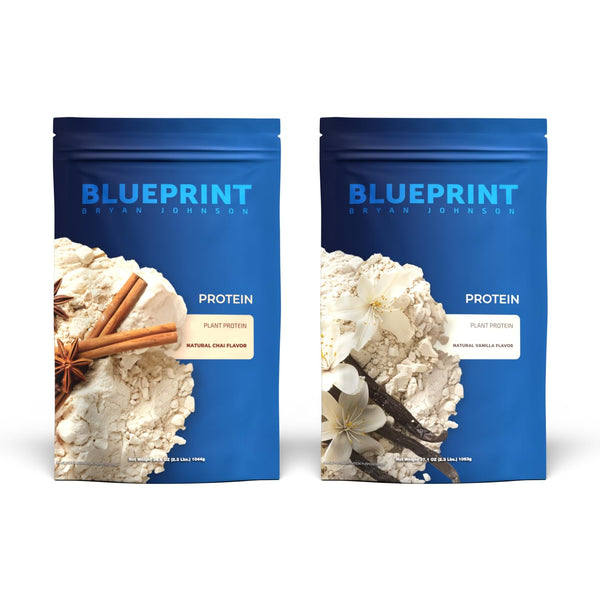 Blueprint Bryan Johnson Hemp Protein - 27G Plant Protein - Vanilla (15 Servings) + Chai (15 Servings)