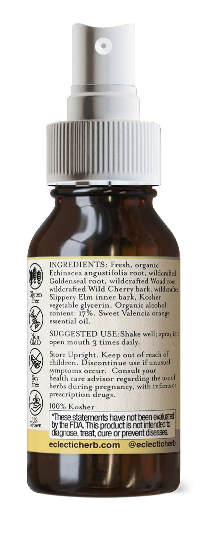 Eclectic Herb - Kids Echinacea Goldenseal Throat Spray (Orange Flavor) | Respiratory & Immune Support | Alcohol-Free, Non-GMO, Gluten-Free (1 fl oz | 30 ml)
