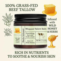 Thumbnail for URQT Beef Tallow for Skin - Organic Grass-Fed Whipped Beef Tallow and Honey Balm - Deeply Moisturizing for Face & Body - Natural Skin Care for Soft, Supple Skin