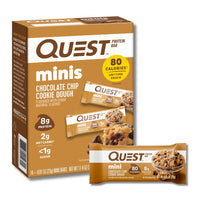 Thumbnail for Quest Nutrition Mini Chocolate Chip Cookie Dough Protein Bars, 8g Protein, 1g Sugar, 2g Net Carbs, Gluten Free, 14 Count