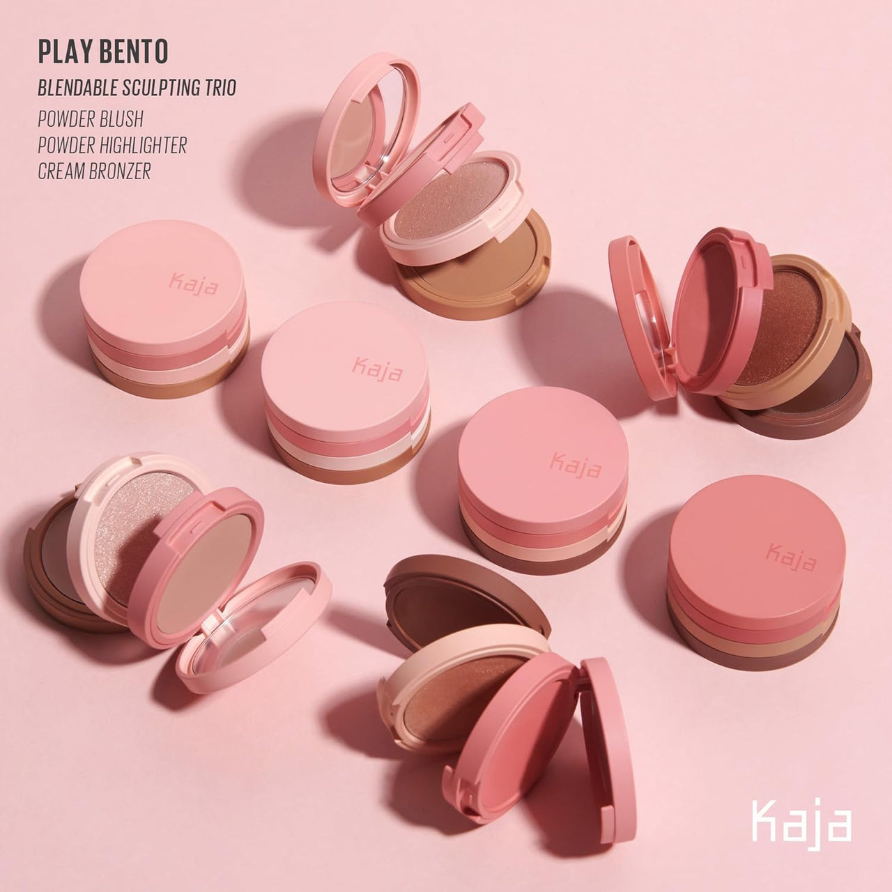 Kaja 3-in-1 Blendable Sculpting Trio - Play Bento | with Mango Seed Butter, Cream Bronzer, Powder Blush, and Highlighter, 00 Sugar Cookie