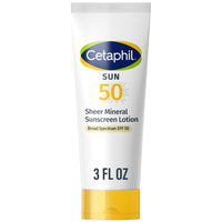 Thumbnail for CETAPHIL Sheer Mineral Sunscreen Lotion for Face & Body | 3 fl oz | 100% Mineral Sunscreen: Zinc Oxide & Titanium Dioxide | Broad Spectrum SPF 50 | For Sensitive Skin | Dermatologist Recommended Brand