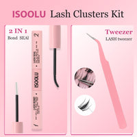 Thumbnail for ISOOLU Lash Clusters Manga Individual Lashes C Curl Wispy Eyelash Clusters WideSpan Eyelash Extension Kit with Lash Bond and Seal Wet-Look Spiky Cluster Lashes (Aesthetic‌ Kit)