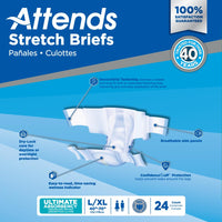 Thumbnail for Attends Stretch Adult Incontinence Disposable Briefs, Large/X-Large, 40