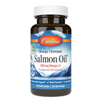 Thumbnail for Carlson Salmon Oil, 500mg Omega-3s, Wild-Caught Norwegian Fish Oil, Sustainably Sourced, 50 Softgels