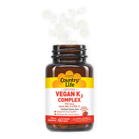 Thumbnail for Country Life® Vegan K2-500 mcg, 60 Ct. Chewable Tablets. Strawberry Flavor - Certified Gluten Free - Certified Vegan by AVA – to Support Bone Health