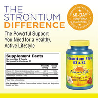 Thumbnail for Nature's Life Strontium Plus D3 & K2 Supplement - Healthy Bone Support for Women & Men, Stronium Citrate Trace Mineral, Nutritional Support for Adults, Vegetarian & Bioavailable - 60 Tablets