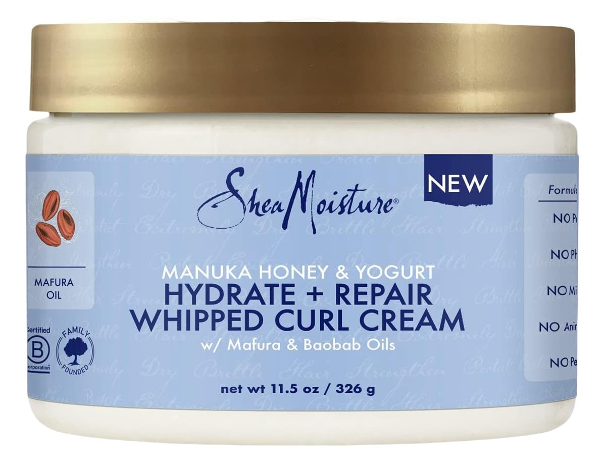 SheaMoisture Hydrate and Repair Moisturizing Curl Cream for Curly Hair Manuka Honey and Yogurt Sulfate Free Curly Hair Cream 11.5 oz