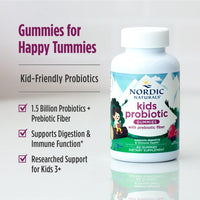 Thumbnail for Nordic Naturals Kids Nordic Flora Probiotic Gummies, Merry Berry Punch - 60 Gummies - 1.5 Billion CFU & Prebiotic Fiber - Non-GMO, Vegan - 30 Servings