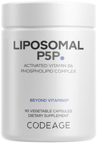 Thumbnail for Codeage Liposomal P5P Supplement – Vitamin B6 as Pyridoxal-5'– Phosphate – Liposomal Delivery – Active B6 Form – 3-Month Supply – 1 Capsule Daily – Non-GMO – 90 Capsules