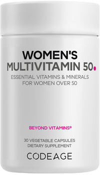 Thumbnail for Codeage Women’s Multivitamin 50 - Essential Vitamins for Women Over 50, Methylated Folate, Magnesium, Selenium, Vitamin B6, B12, D3 Antioxidants - 1 Pill Per Serving - Gluten-Free - 30 Capsules