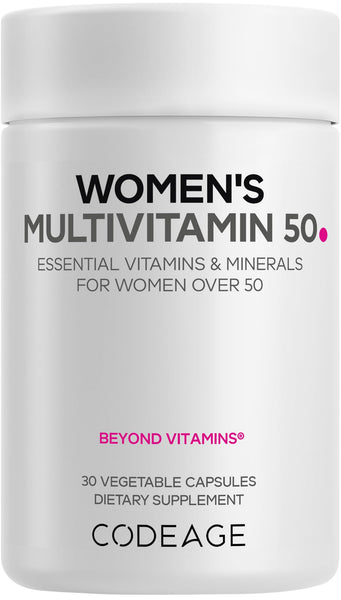 Codeage Women’s Multivitamin 50 - Essential Vitamins for Women Over 50, Methylated Folate, Magnesium, Selenium, Vitamin B6, B12, D3 Antioxidants - 1 Pill Per Serving - Gluten-Free - 30 Capsules